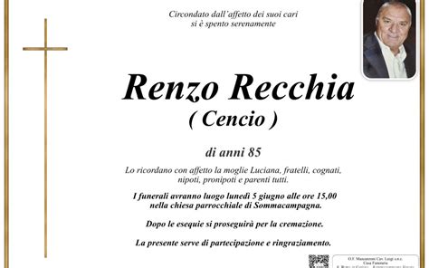 onoranze funebri recchia|Necrologi – Esequie ecclesiastiche – Onoranze funebri Recchia